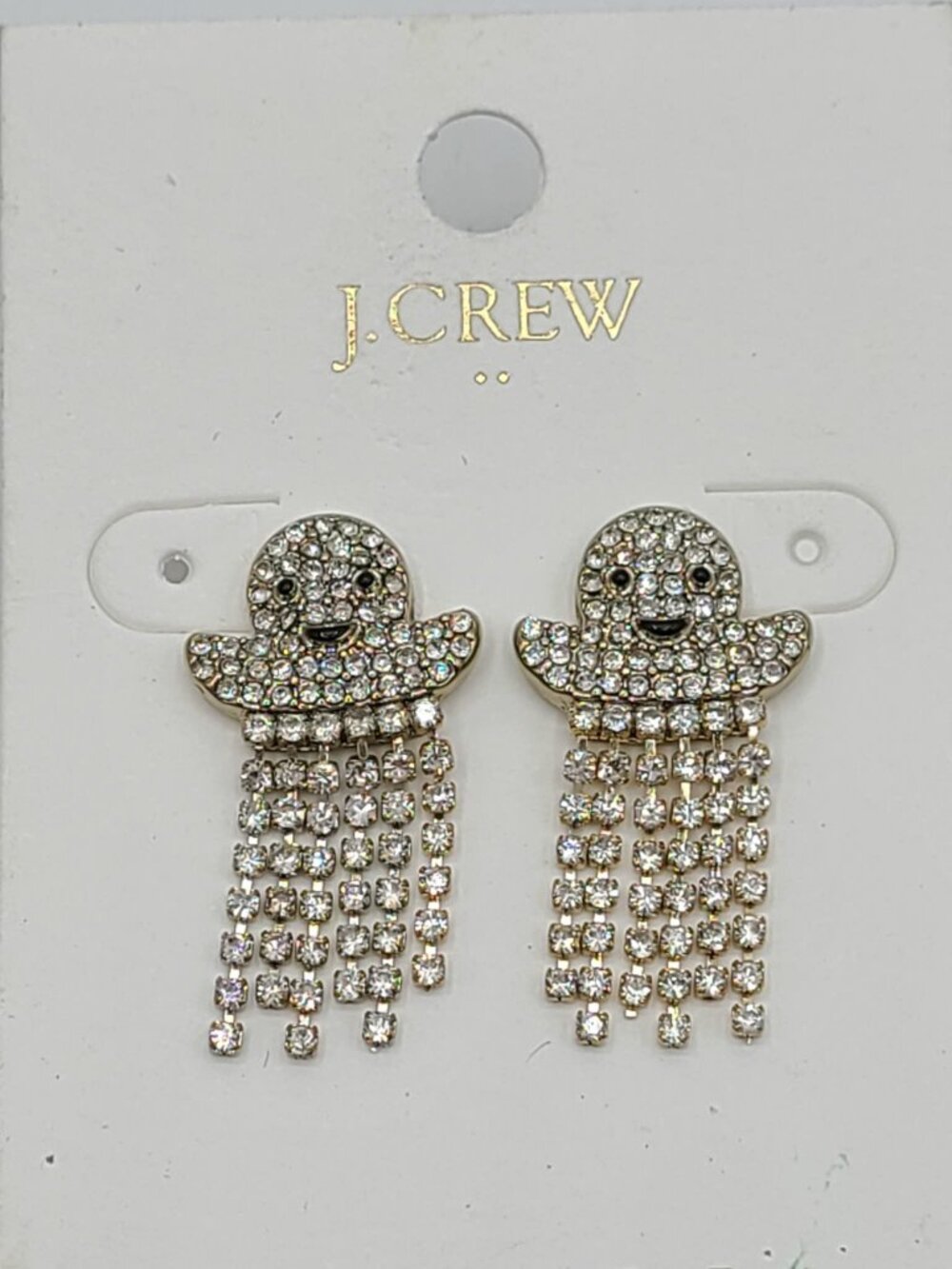 J Crew Factory Pave Ghosts Dangly Earrings NWT